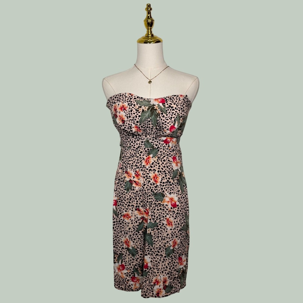 vintage Y2K california grown cheetah hibiscus mini dress coquette summer chic